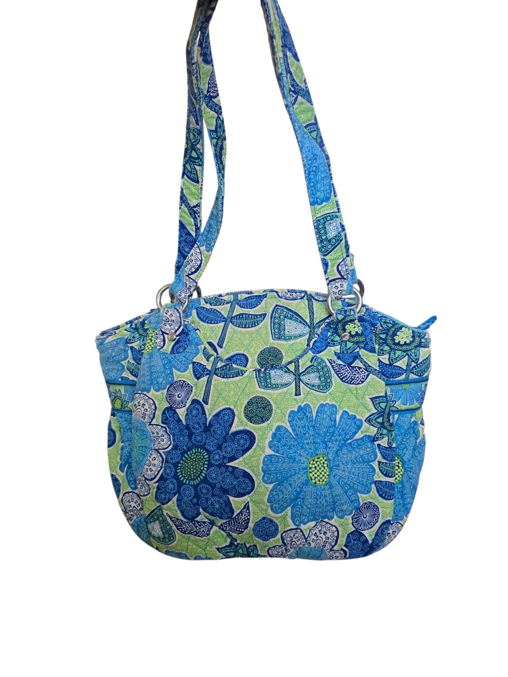 Vera Bradley Blue & Green Floral Tote Bag - Lightweight Quilted Shoulder Bag